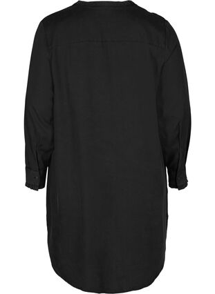 Långärmad tunika med v-ringning och knappar, Black, Packshot image number 1