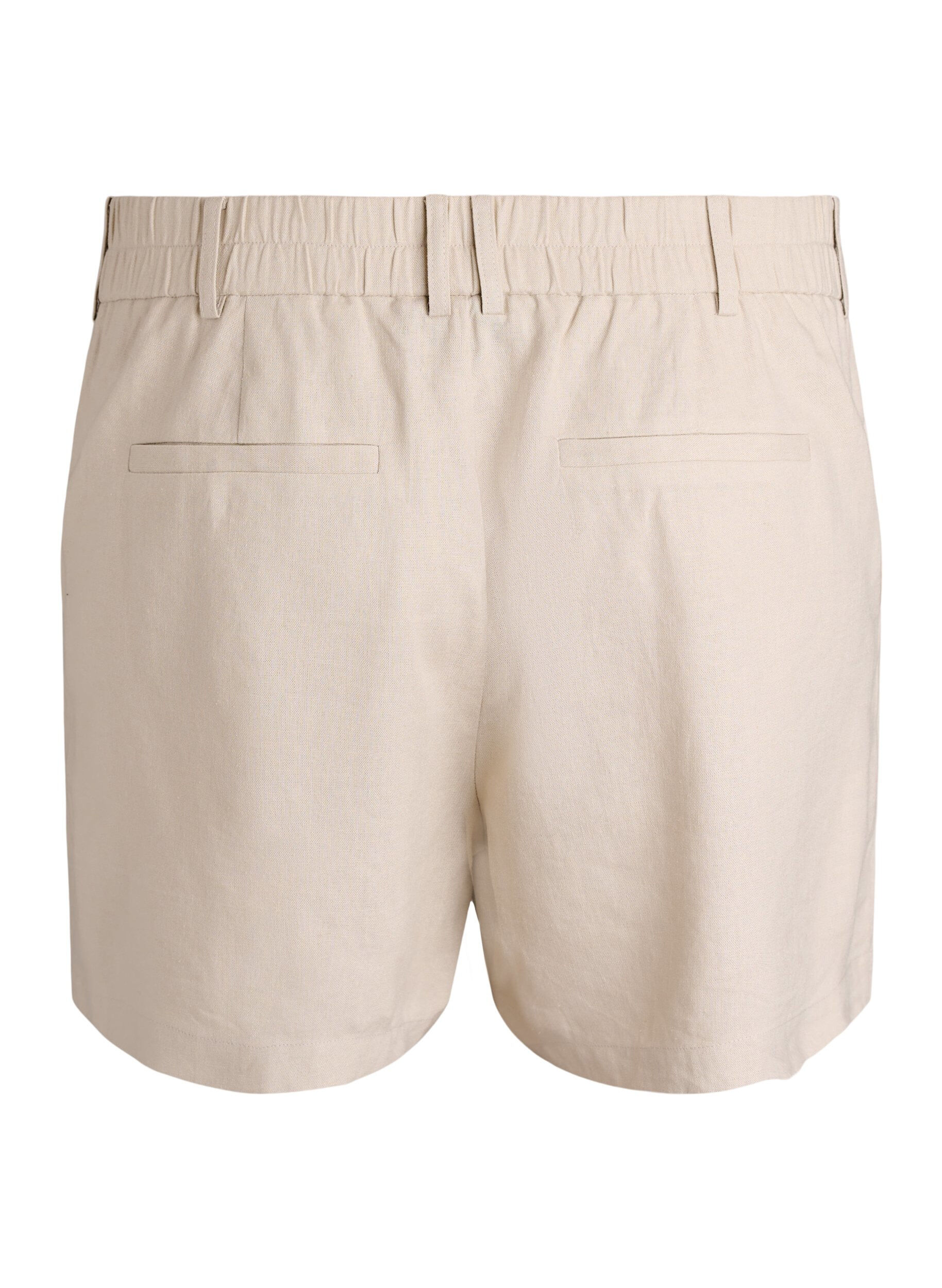 Zizzi Bermudashorts med h&ouml;g midja i linne och viskos, Beige, Packshot image number 1