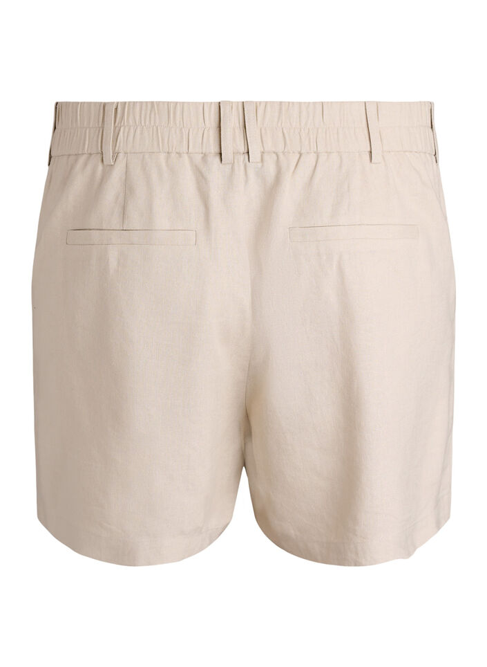 Bermudashorts med h&ouml;g midja i linne och viskos, Beige, Packshot image number 1
