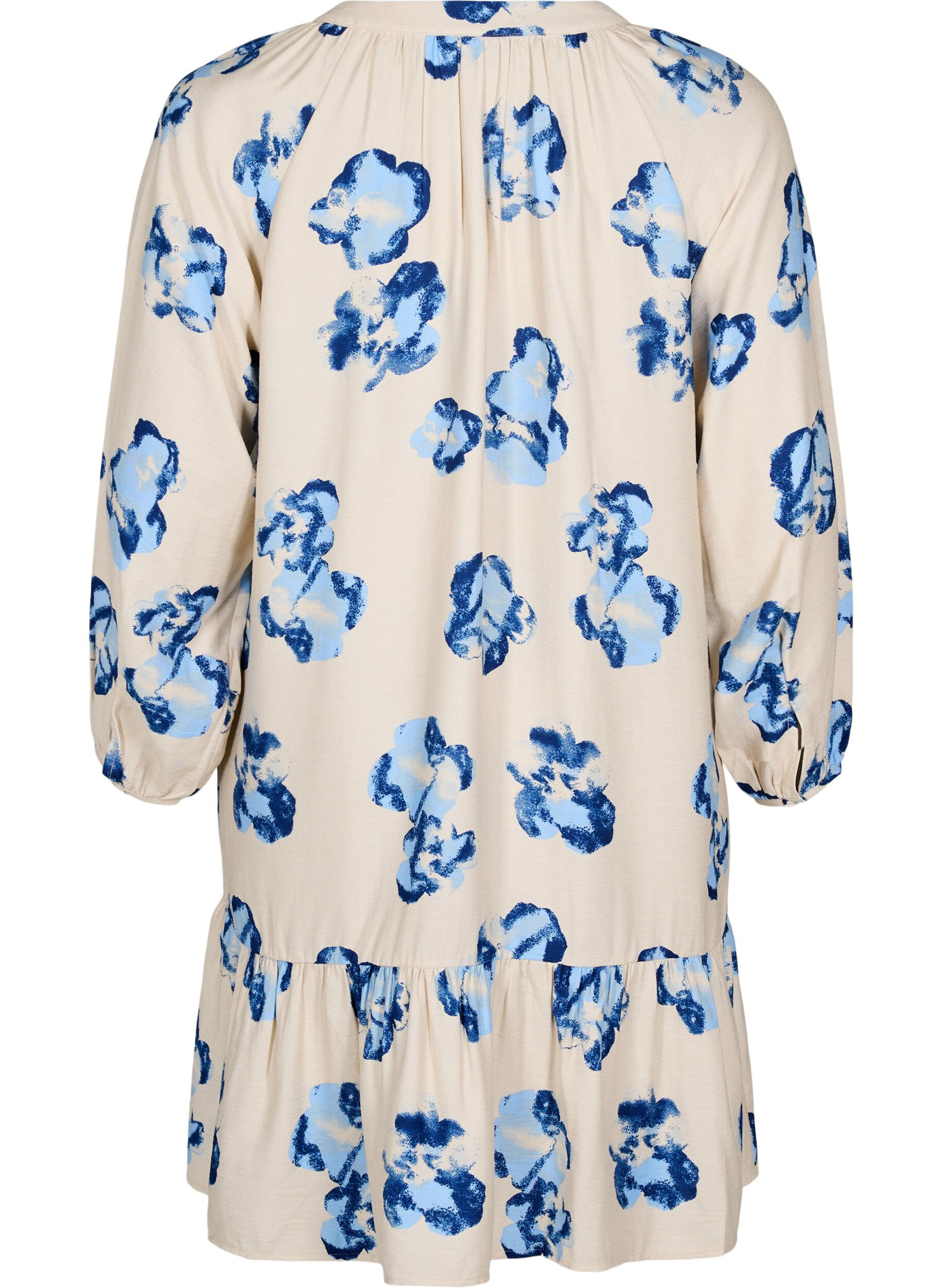 Zizzi Kn&auml;l&aring;ng kl&auml;nning med l&aring;nga &auml;rmar och A-linjesnitt, Vanilla, Packshot image number 1