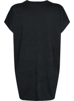 Stickad klänning i glitter och korta ärmar, Black W/Lurex, Packshot image number 1