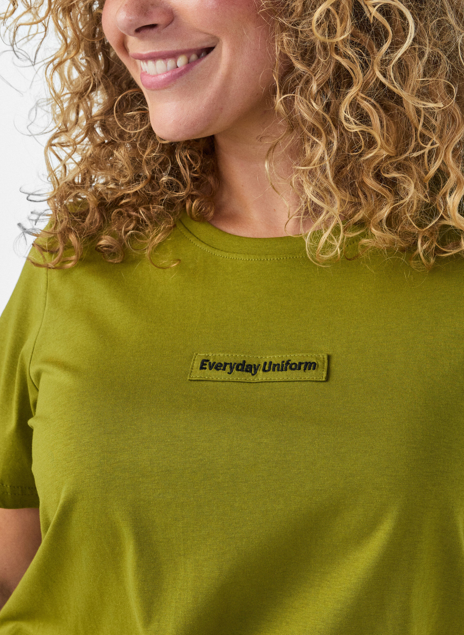 ZizziT-shirt i bomull med textm&auml;rke, Gr&ouml;n, Model image number 3