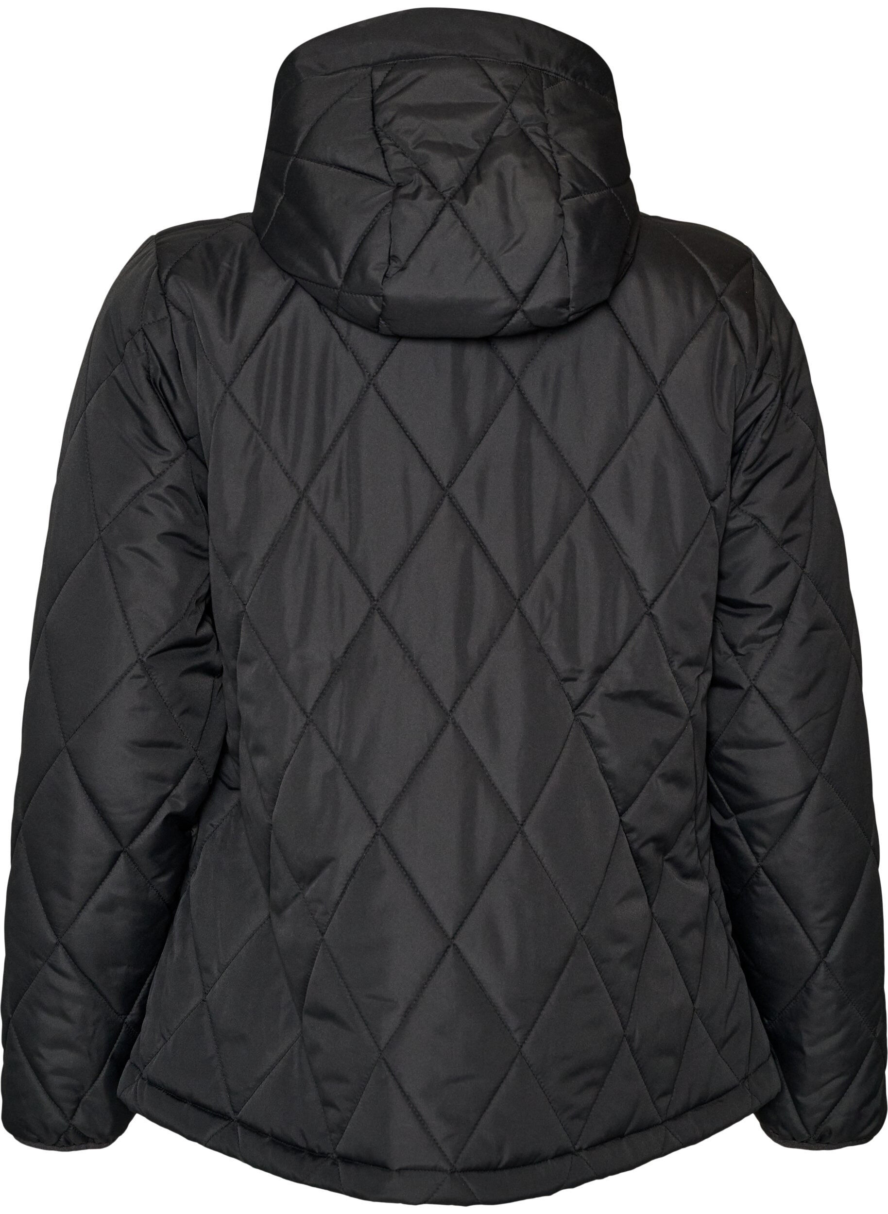 ZizziL&auml;tt vadderad jacka med diamantquilt, Svart, Packshot image number 1