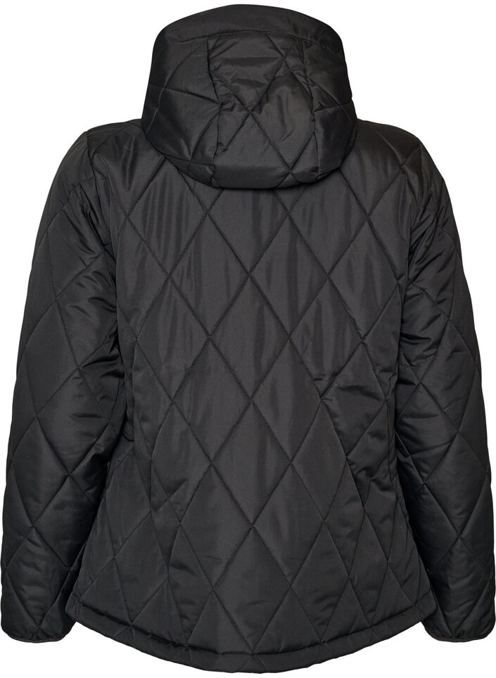 L&auml;tt vadderad jacka med diamantquilt, Svart, Packshot image number 1