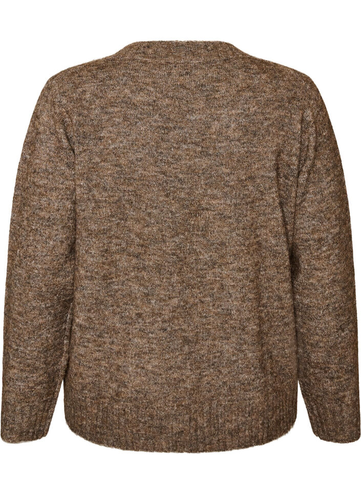 Tr&ouml;ja med v-ringning, Brun, Packshot image number 1