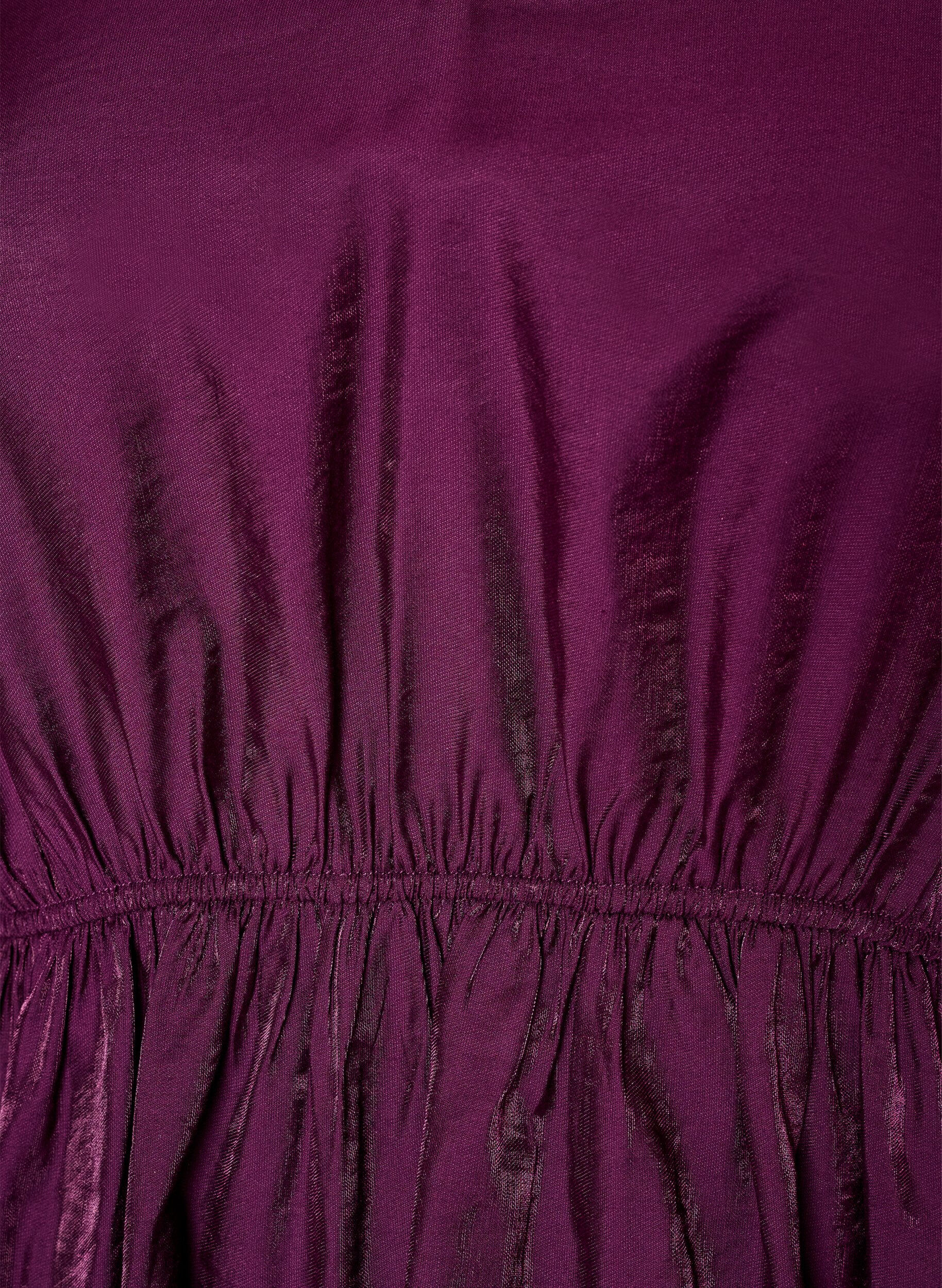 ZizziGlansig blus i viskos med peplumeffekt, Lila, Packshot image number 2