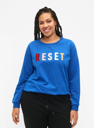 Sweatshirt med text, Victoria b. W. Reset, Model image number 0
