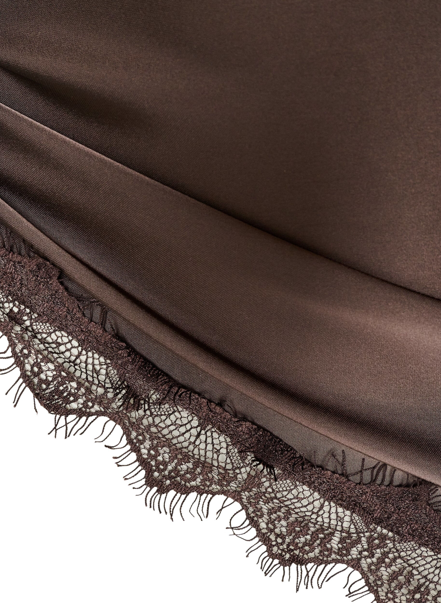 ZizziSjal i satin med spetskant, Brun, Packshot image number 2