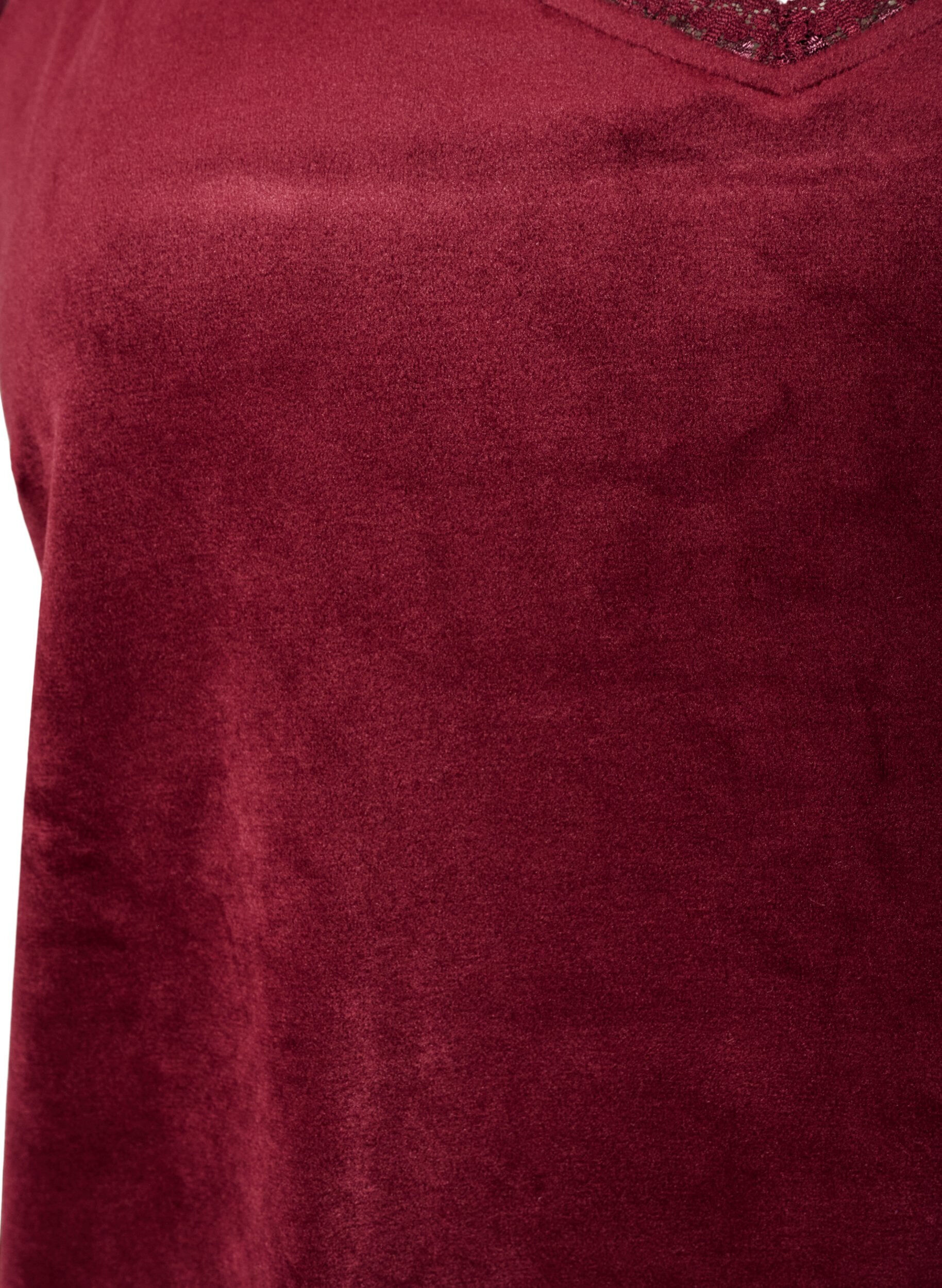 ZizziTopp i velour med spetskant, R&ouml;d, Packshot image number 2