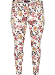 Amy jeans med blommigt mönster och super slim passform, White Flower AOP