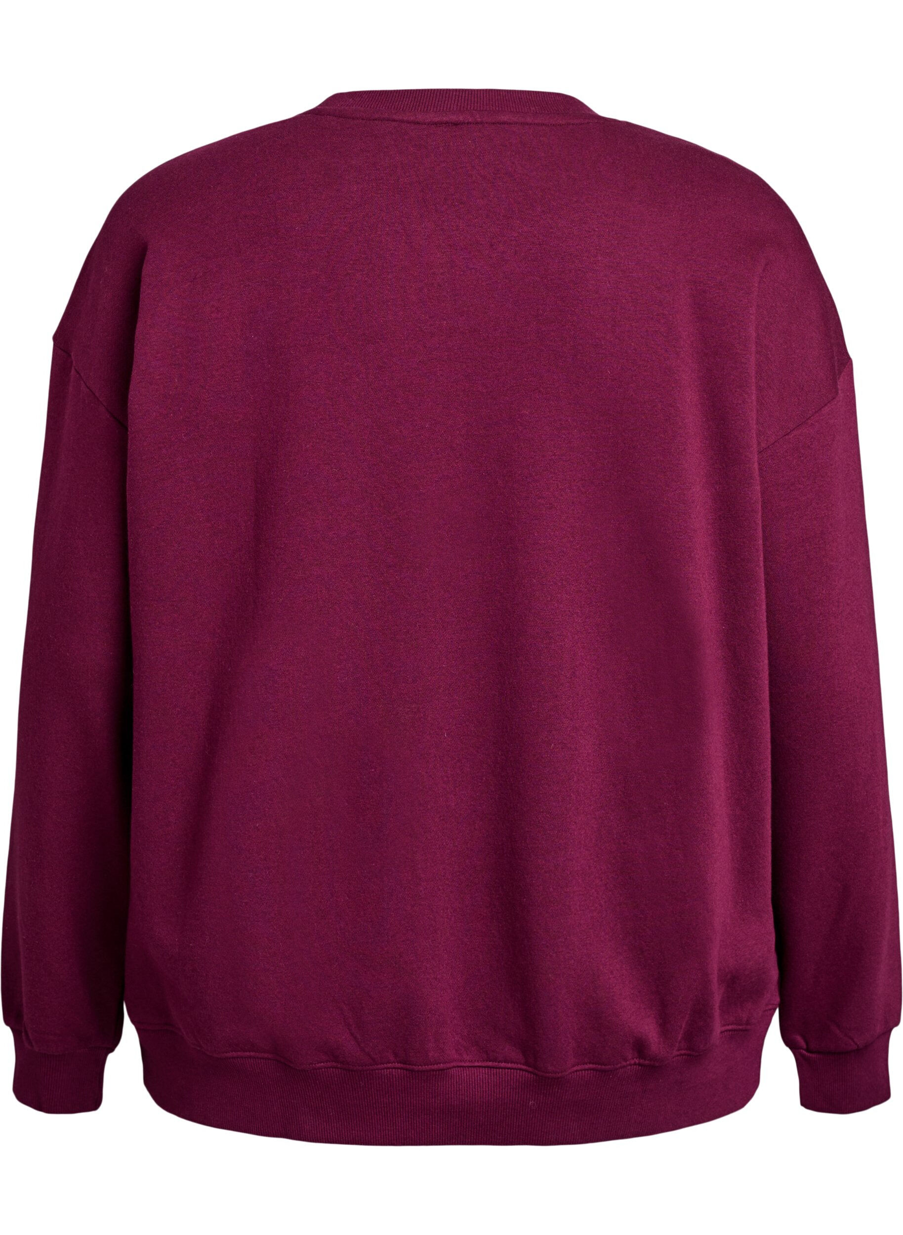 Zizzi Sweatshirt med motiv, M&ouml;rk Bordeaux, Packshot image number 1