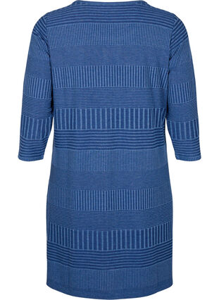 Klänning med trekvartsärm och randigt mönster, Estate Blue Melange, Packshot image number 1