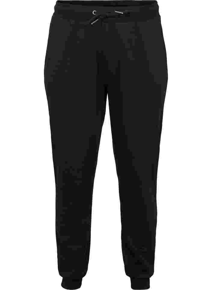 Sweatpants med snörning och fickor, Black, Packshot image number 0