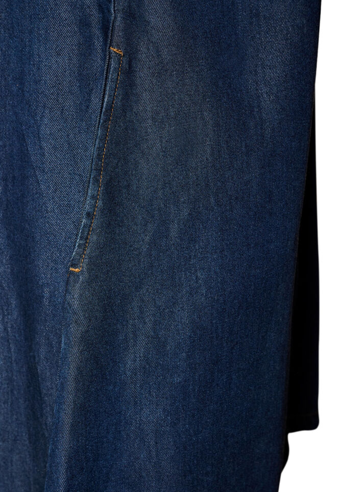 Jeanskl&auml;nning i lyocell med knappar och korta &auml;rmar, Bl&aring;, Packshot image number 3