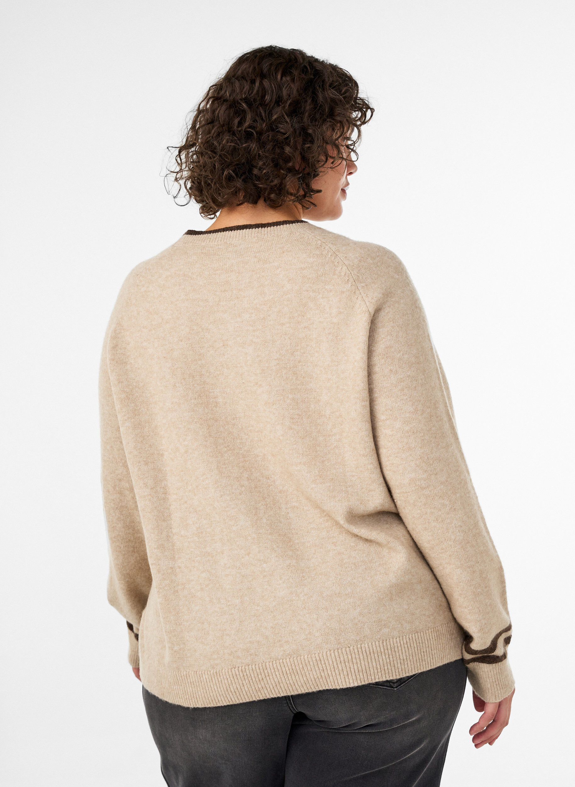 ZizziTr&ouml;ja med logga och kontrastr&auml;nder, Beige, Model image number 2