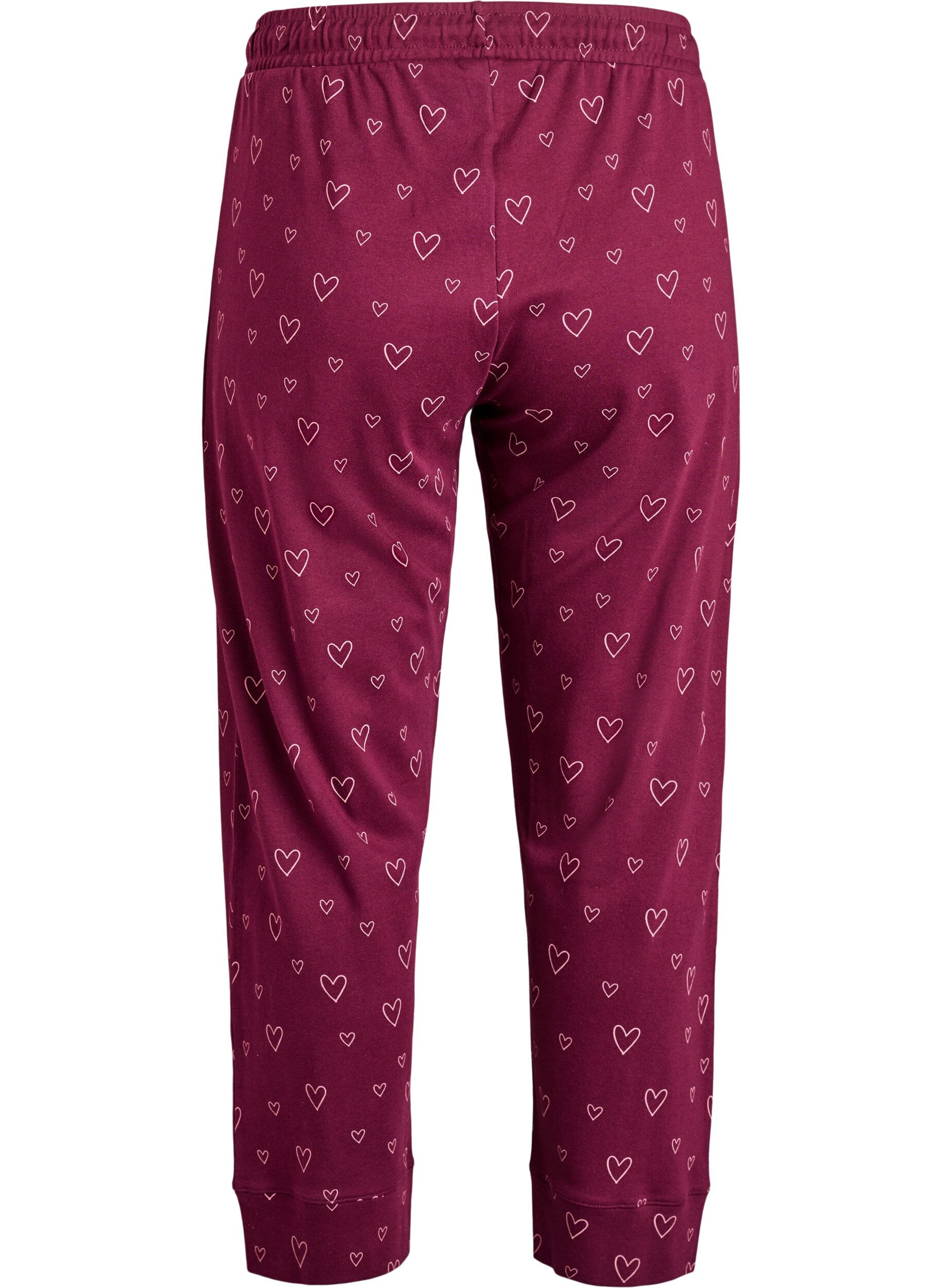 Zizzi Pyjamasbyxor i bomull med h&ouml;g midja, M&ouml;rk Bordeaux, Packshot image number 1