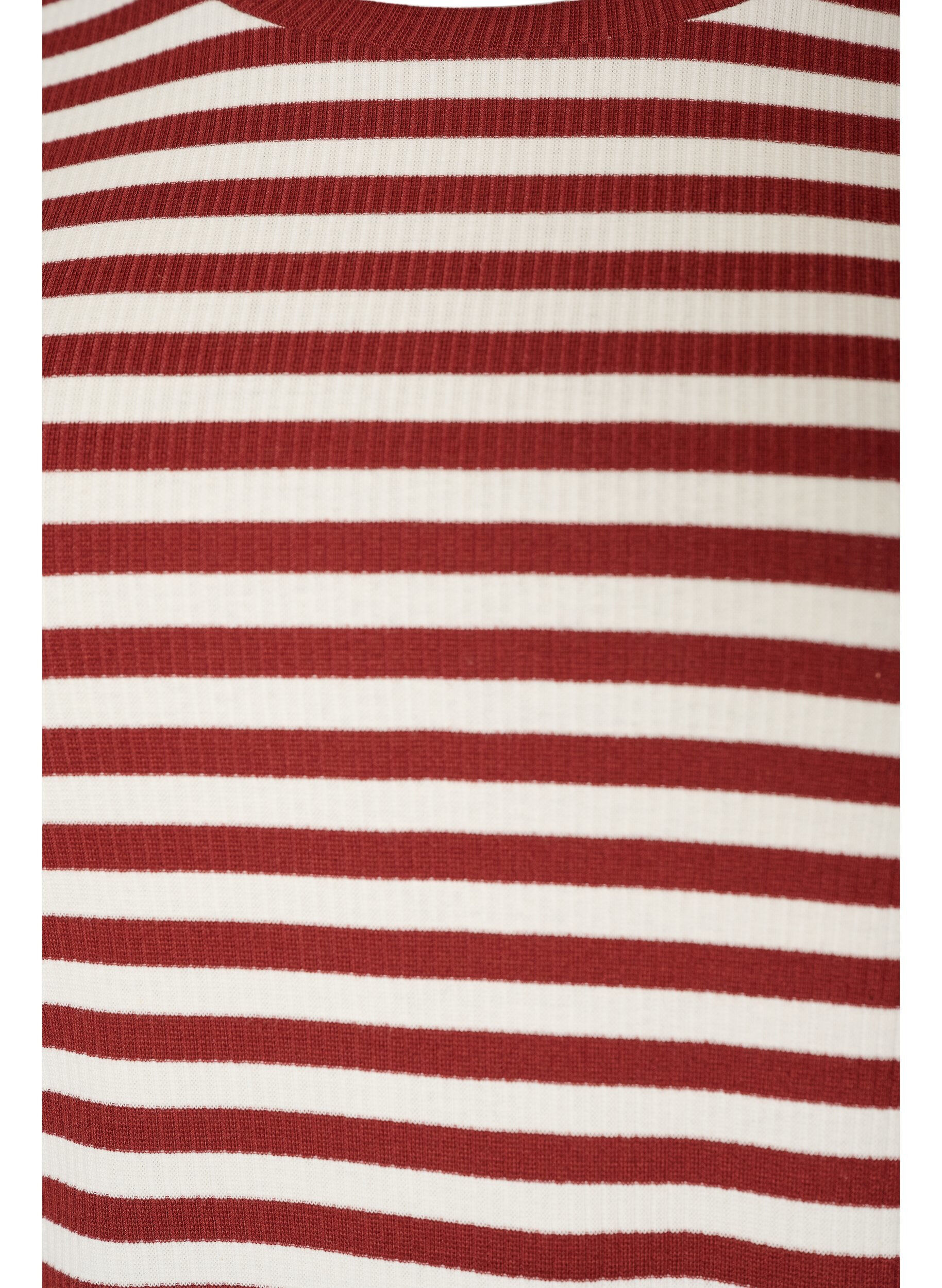 ZizziRandig t-shirt med ribbad struktur, R&ouml;d, Packshot image number 2