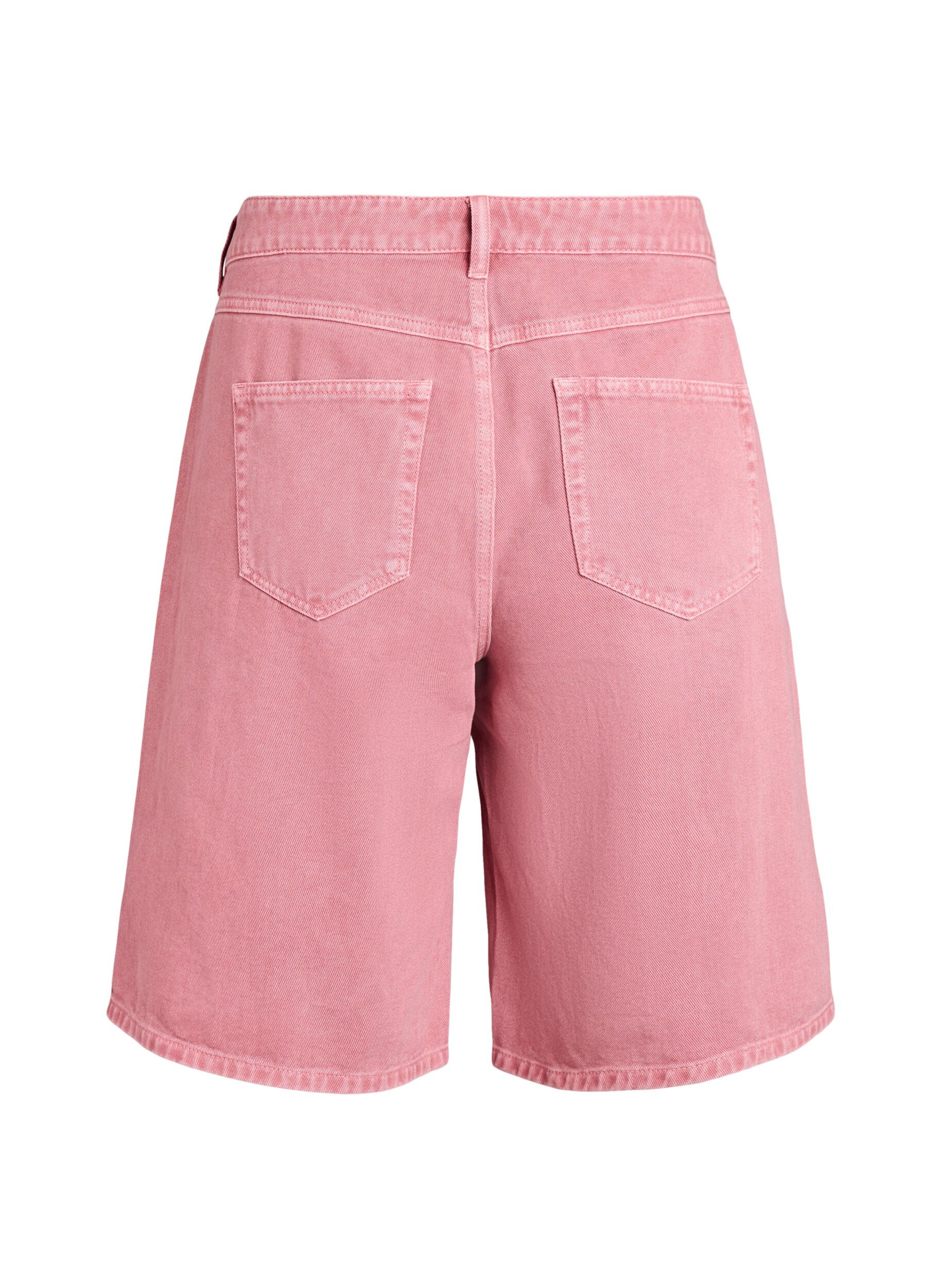 Zizzi F&auml;rgade bermudashorts i denim med h&ouml;g midja, Rosa, Packshot image number 1