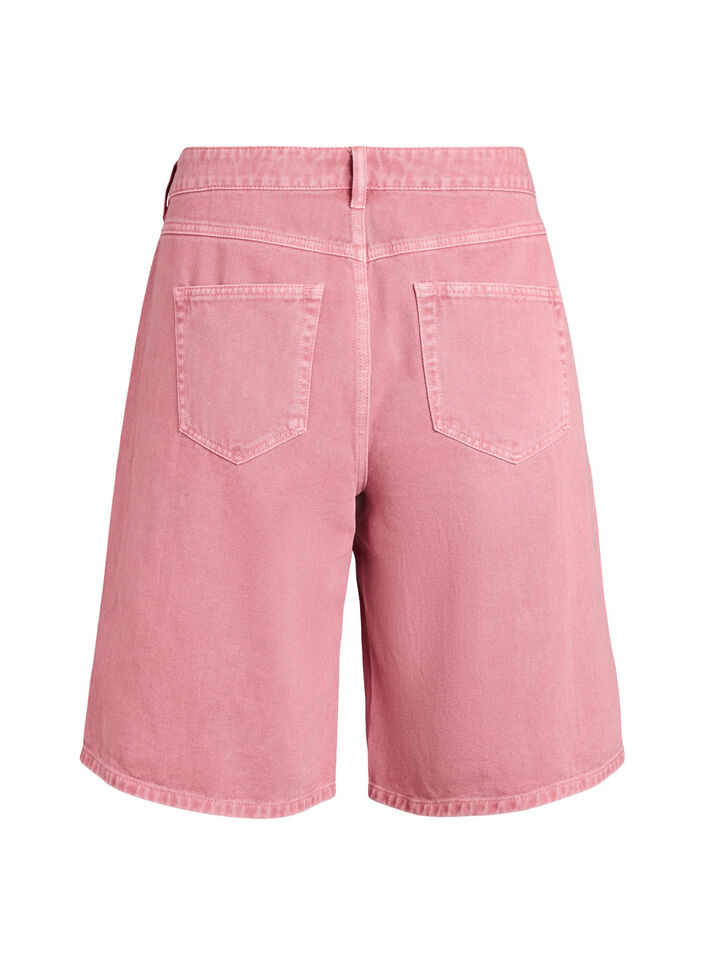 F&auml;rgade bermudashorts i denim med h&ouml;g midja, Rosa, Packshot image number 1