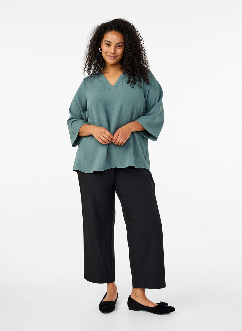 Blus med 3/4-&auml;rm, Gr&ouml;n, Model image number 1