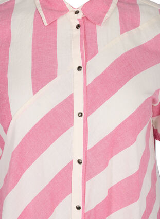 Kortärmad skjortklänning i bomull med ränder, Magenta Stripe, Packshot image number 2