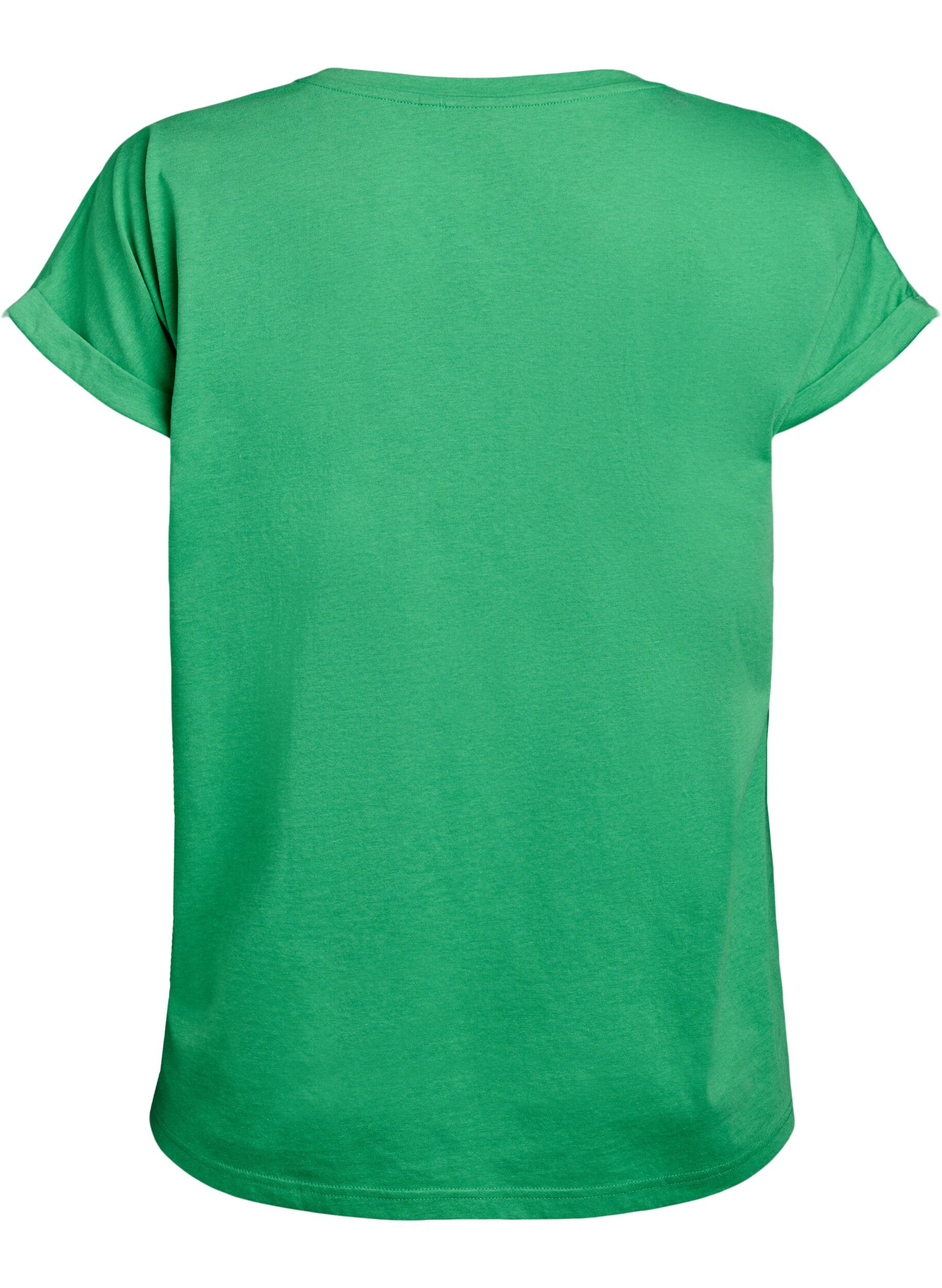 ZizziKort&auml;rmad t-shirt i bomullsblandning, Gr&ouml;n, Packshot image number 1