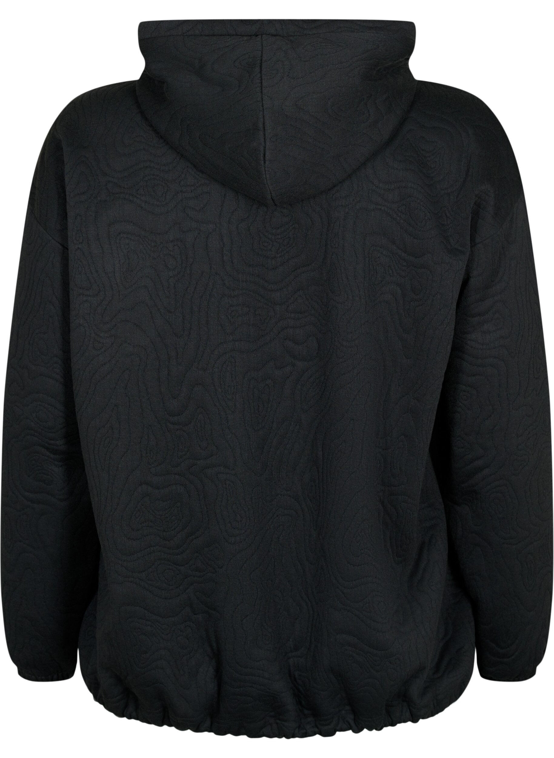 Zizzi Sportig sweatshirt med huva, Black, Packshot image number 1