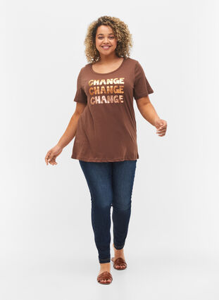 T-shirt i bomull med korta ärmar, Chestnut Change, Model image number 2