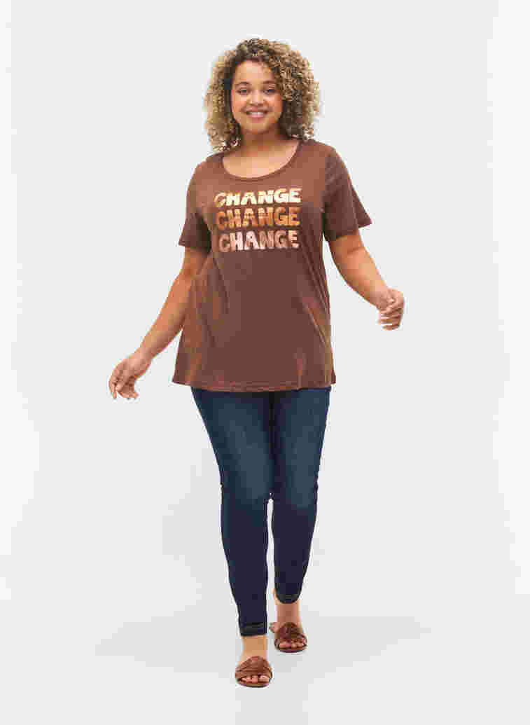 T-shirt i bomull med korta ärmar, Chestnut Change, Model image number 2