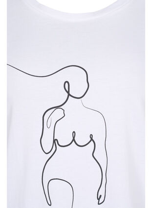 T-shirt i bomull med print, B. White w. Black, Packshot image number 2
