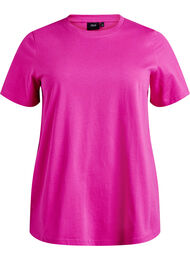 Enkel t-shirt i bomull med rund halsringning, Rosa