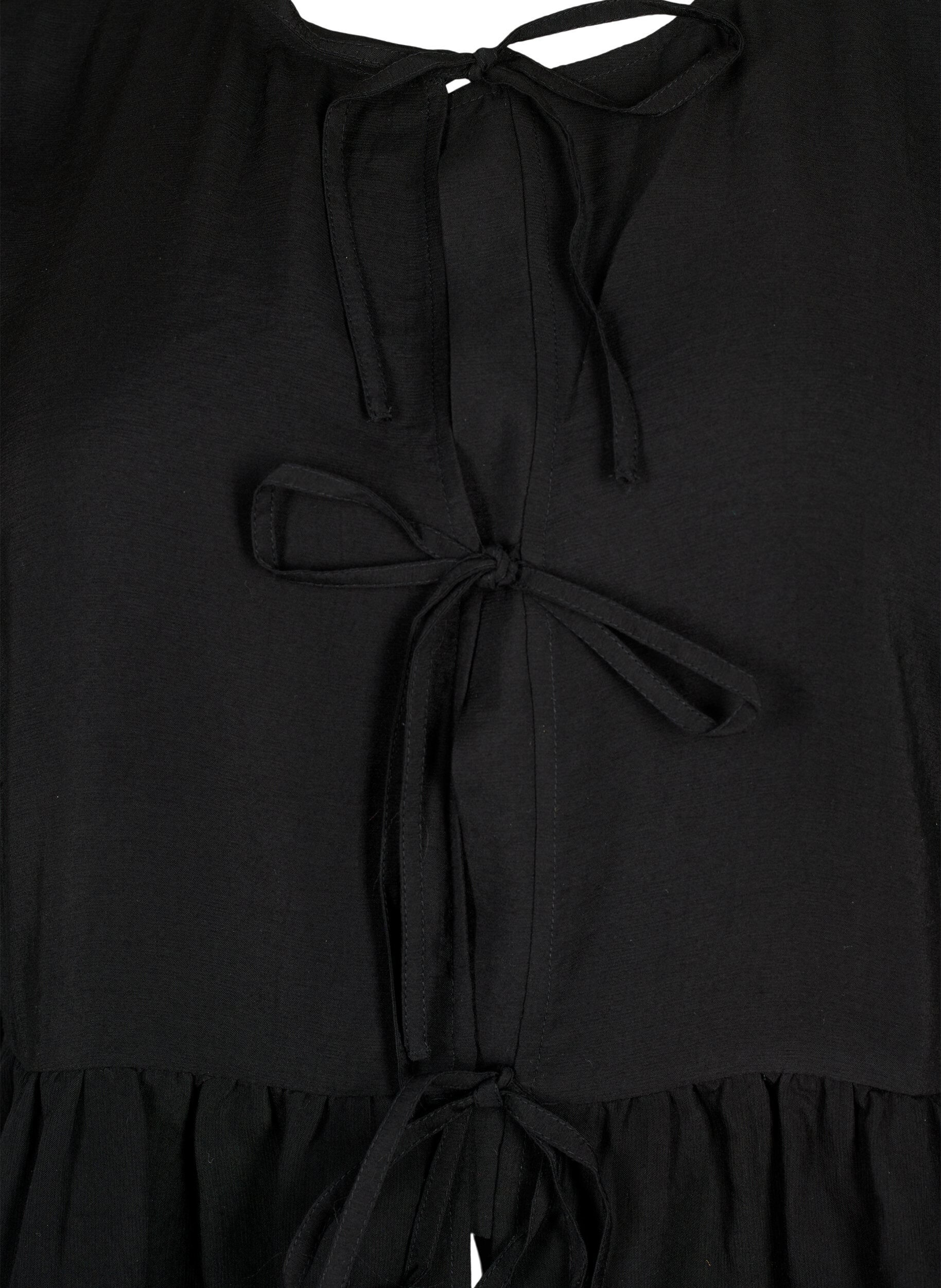 Zizzi Viskosblus med broderi anglaise, Black, Packshot image number 2