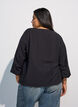 Blus med ballongeffekt och chiffongdetaljer, Svart, Model image number 2