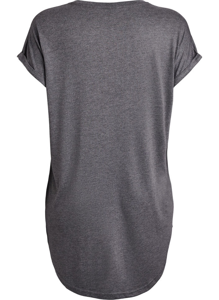 Kortärmat nattlinne med texttryck, Svart, Packshot image number 1