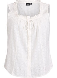 &Auml;rml&ouml;s blus med broderie anglaise och volanger, Vanilla