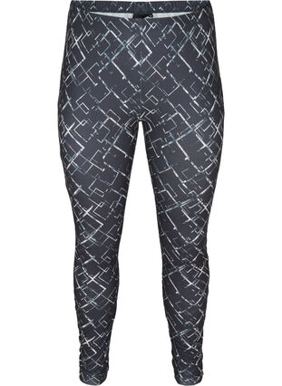 Långa leggings med mönster, Grey Graphic AOP, Packshot image number 0