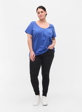 T-shirt i bomull med korta ärmar, Dazzling Blue, Model image number 2