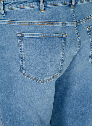 Croppade mom fit jeans med hög midja, Light blue denim, Packshot image number 3