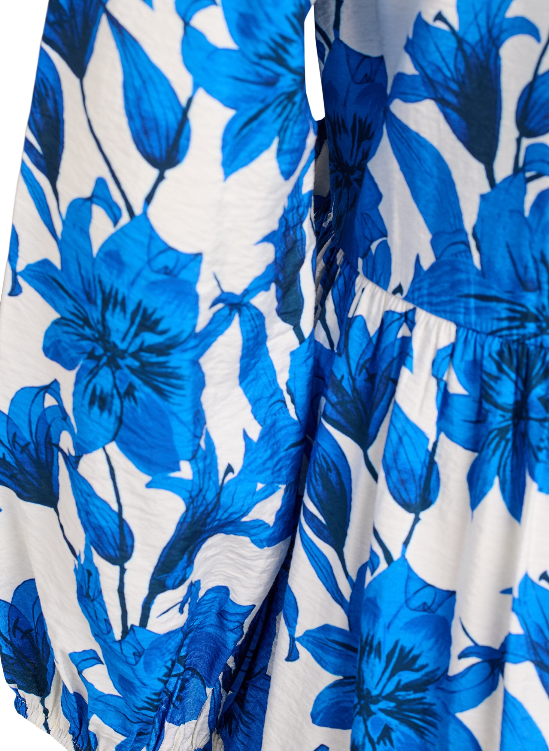 Zizzi Blommig omlottkl&auml;nning med knytsk&auml;rp, Vanilla, Packshot image number 3