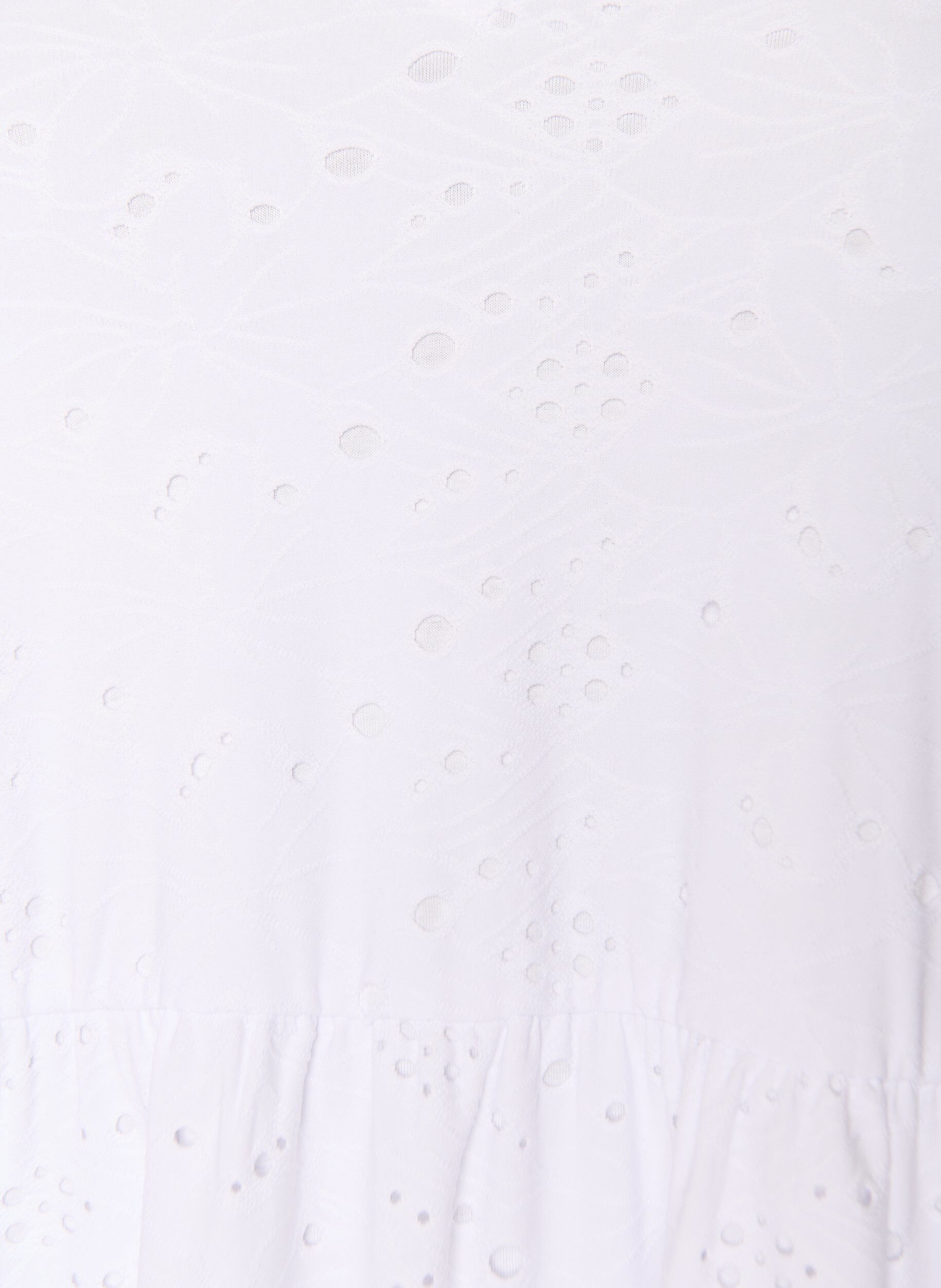 Zizzi Kl&auml;nning i broderie anglaise med v-ringning och halvl&aring;nga &auml;rmar, Vit, Packshot image number 2