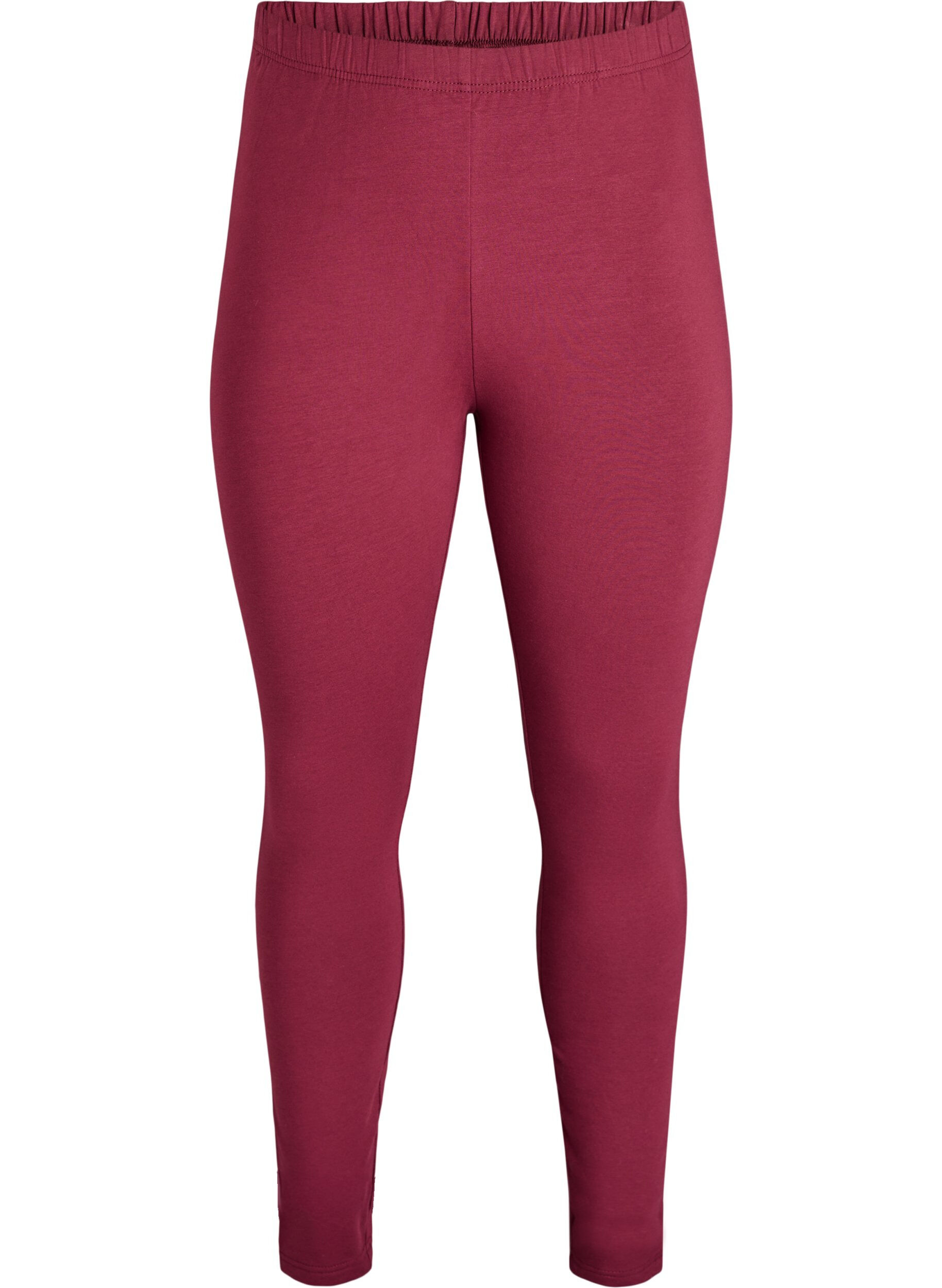 Zizzi Leggings i bomull med foder, M&ouml;rk Bordeaux, Packshot image number 0