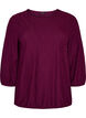 Blus med struktur och 3/4-&auml;rmar, Lila, Packshot image number 0