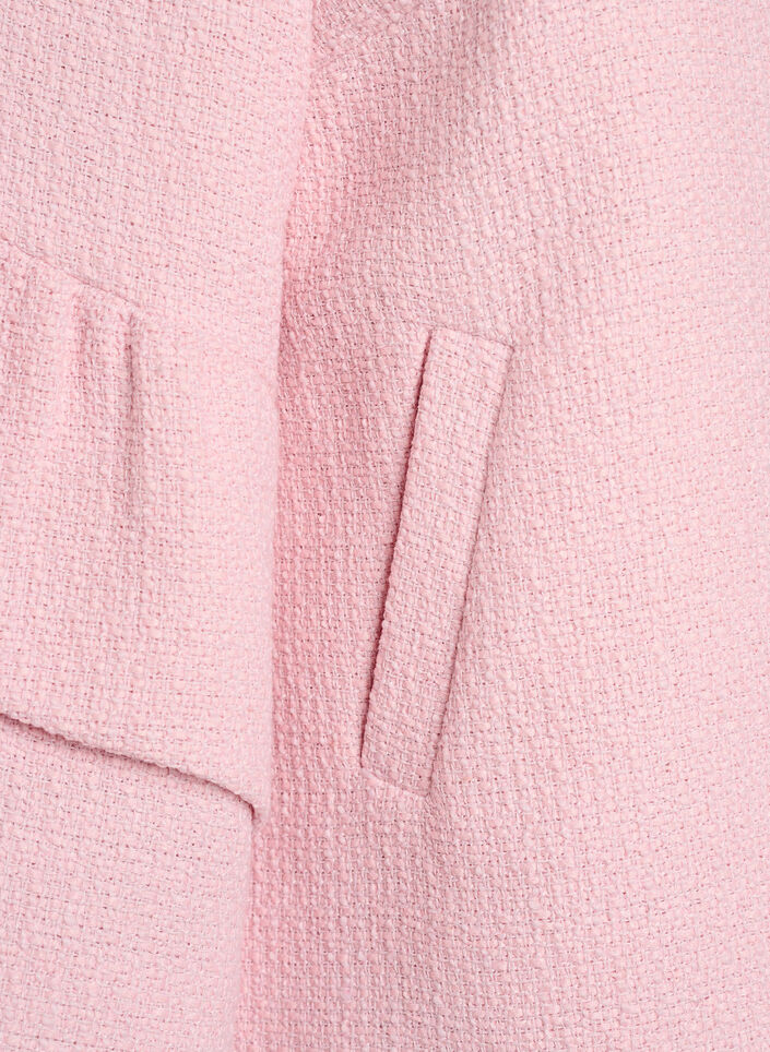 Jacka i boucl&eacute; med volangdetaljer, Rosa, Packshot image number 3