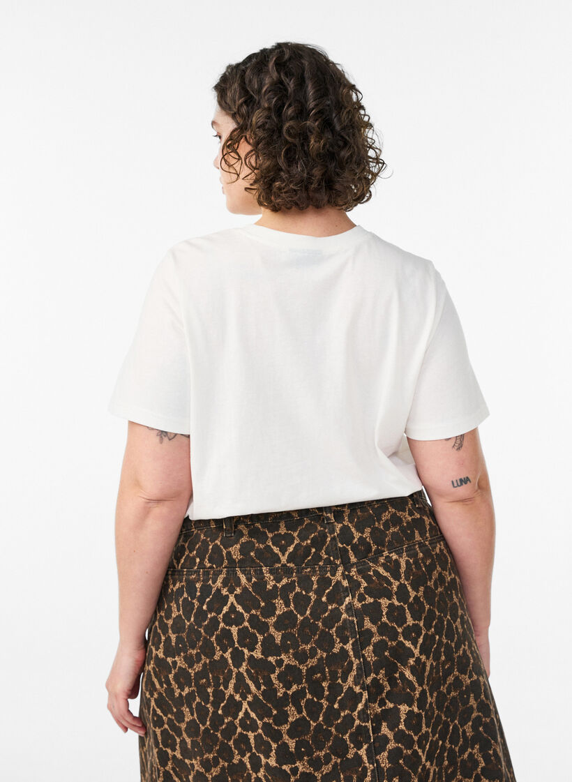 T-shirt i bomull med tryck, Vit, Model image number 2