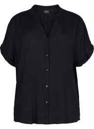 Kortärmad viskosskjorta med v-ringning, Black