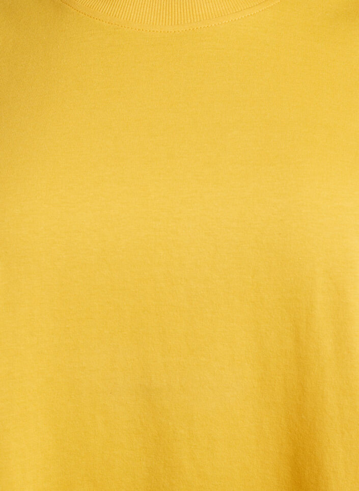 Enkel t-shirt i bomull med rund halsringning, Gul, Packshot image number 2