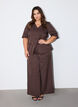 Kritstrecksrandig blus med strass och knappar, Brun, Model image number 1