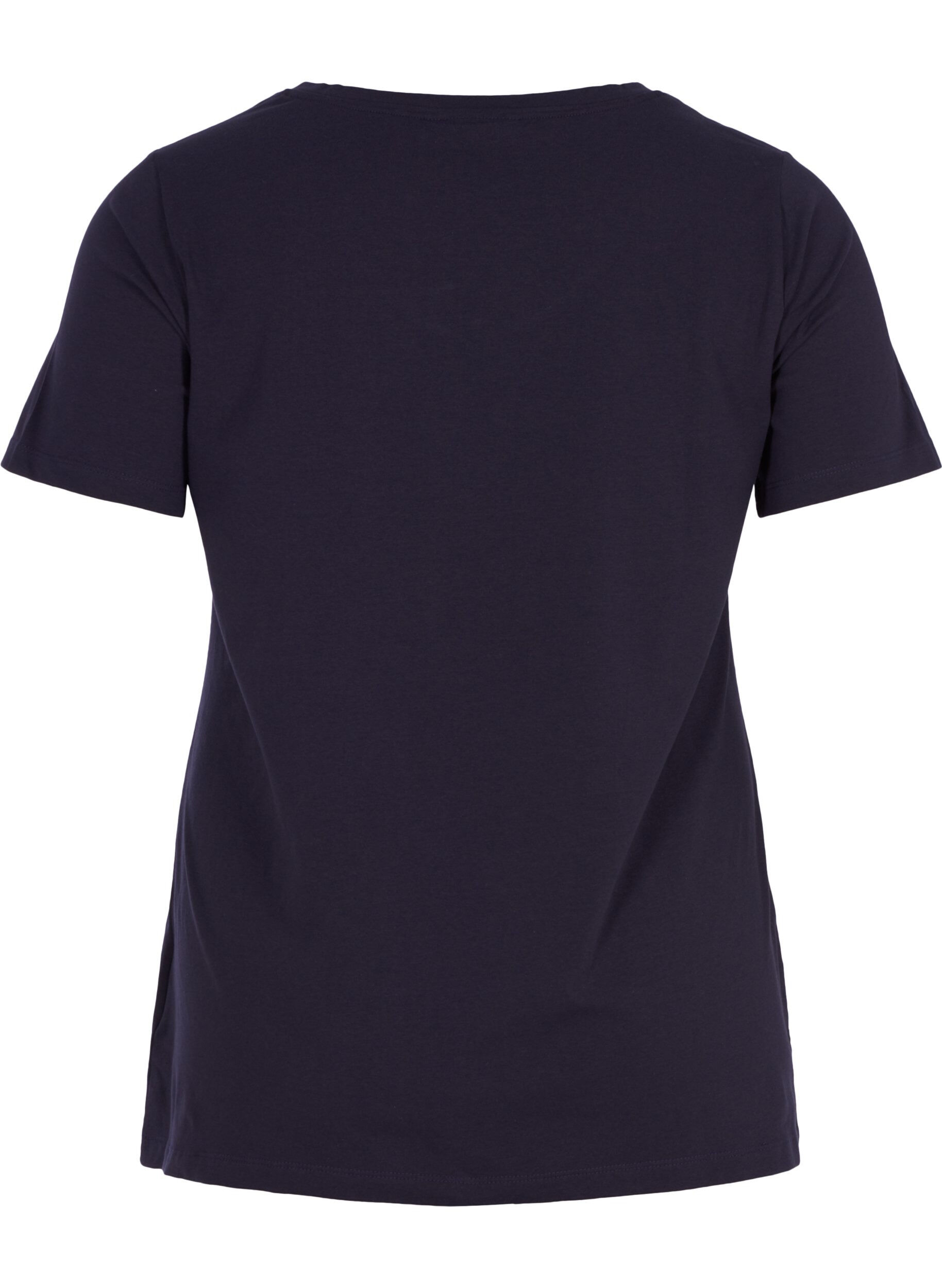 ZizziEnf&auml;rgad t-shirt i bomull, Bl&aring;, Packshot image number 1