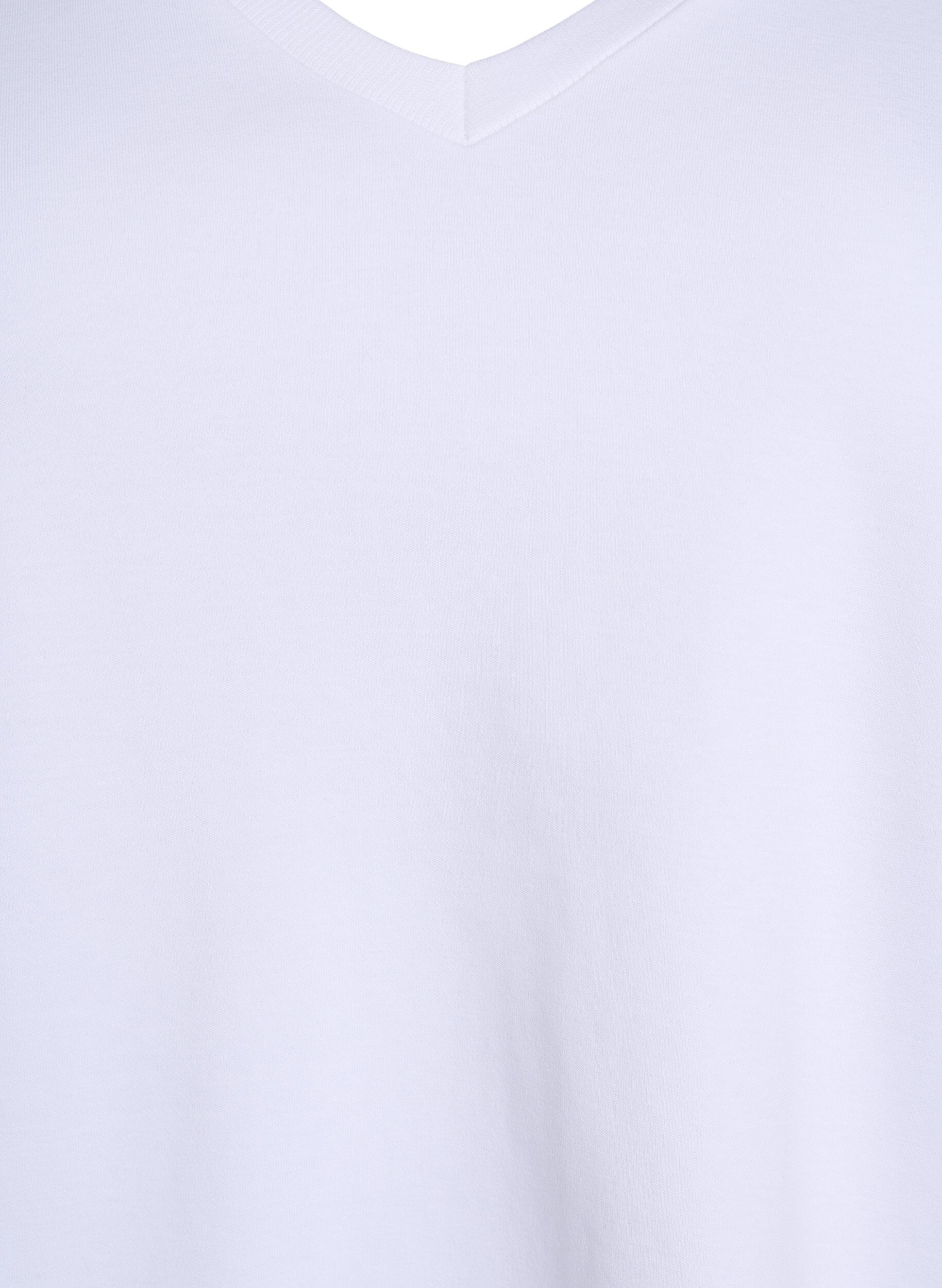 Zizzi Baslinne med v-ringning i ekologisk bomull, Vit, Packshot image number 2