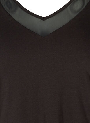 V-ringad t-shirt med meshdetaljer, Black, Packshot image number 2